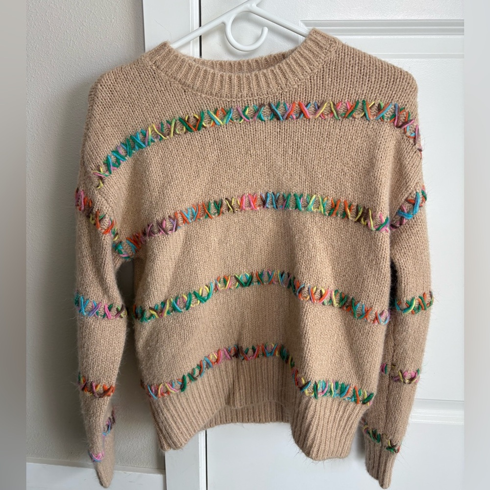 Women’s Laurel Grey Sweater with Multicolor Embroidery